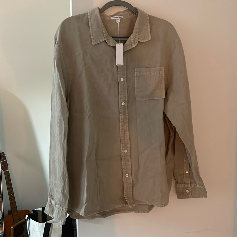 James Perse tan linen button down - brand new